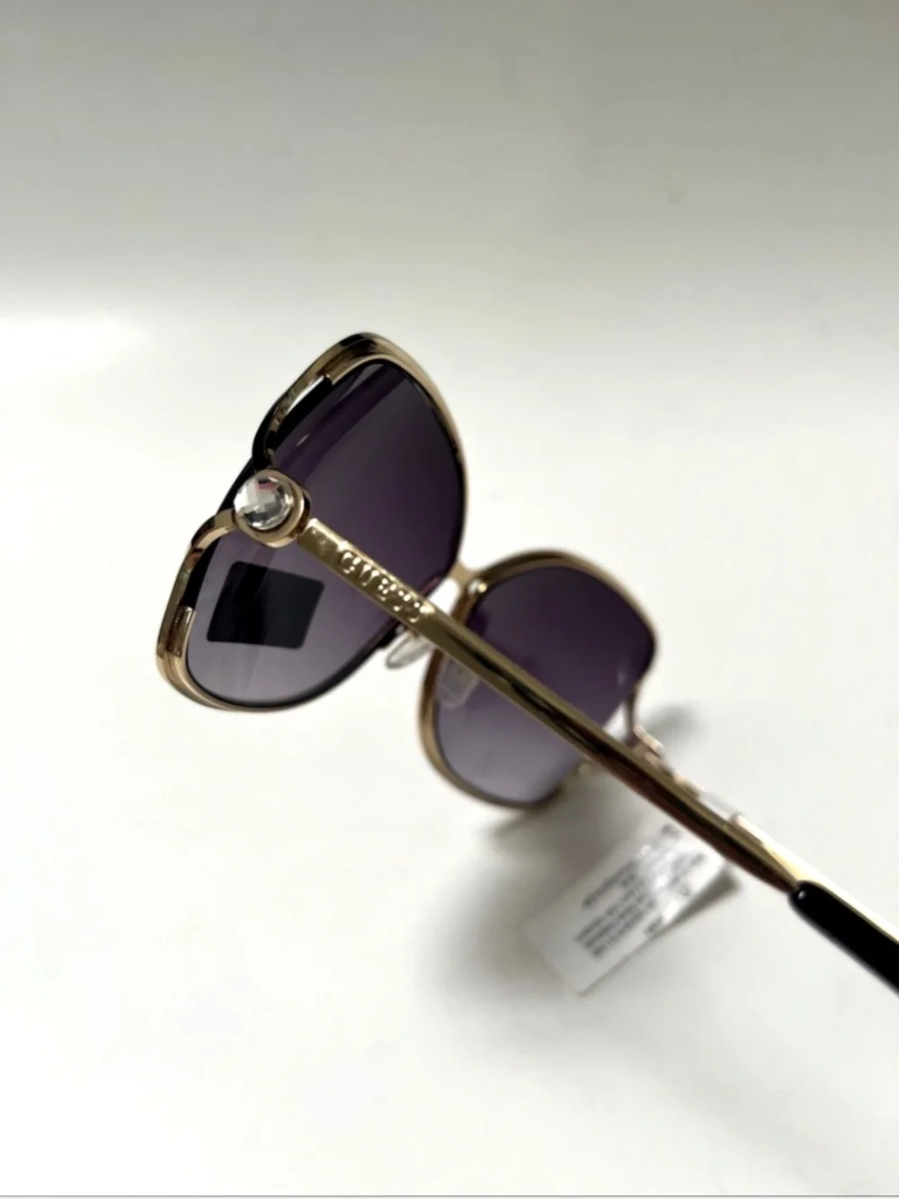 New GUESS Butterfly Oversized Sunglasses GO00040 Cut Out Black Gold Rhinestone